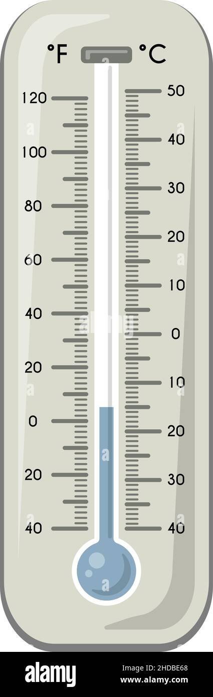 Termostato con indicación de temperatura fría. Líquido azul en el termómetro  Imagen Vector de stock - Alamy