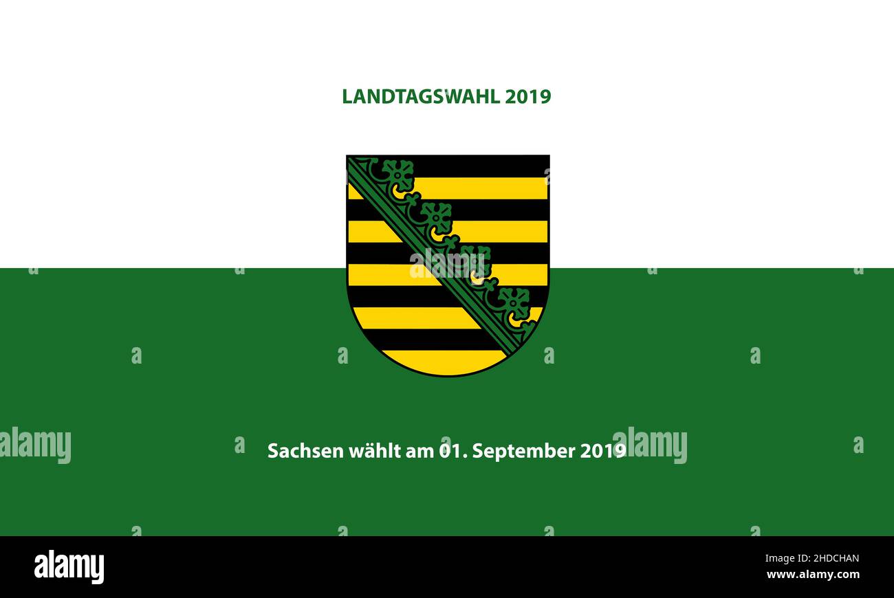 Landtagswahl en Sachsen, 2019, Landesflagge, Foto de stock