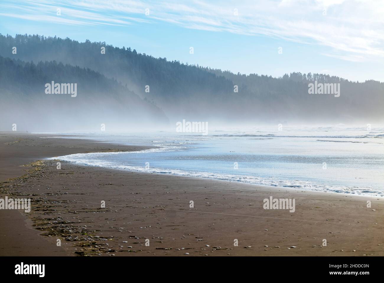 Océano; olas; nubes; niebla; Parque Estatal Cape Lookout; Océano Pacífico; costa de Oregón; Estados Unidos Foto de stock