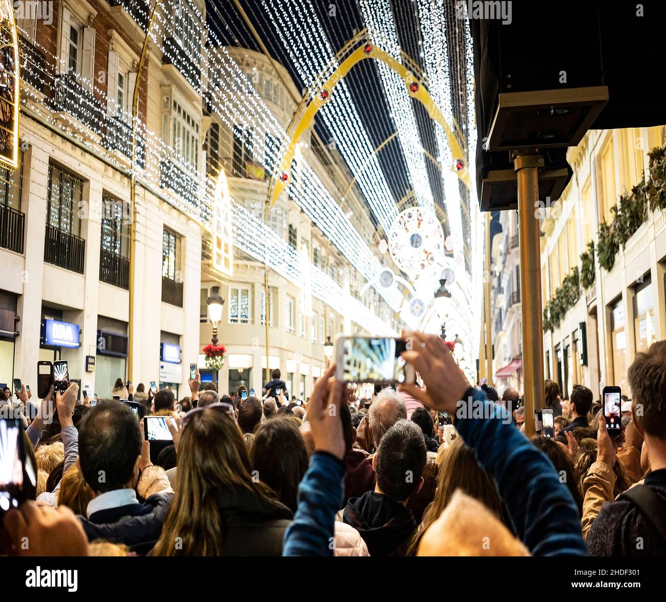 Luces de Navidad de Málaga en la calle Marqués de Larios. Andalucía. España. Foto de stock