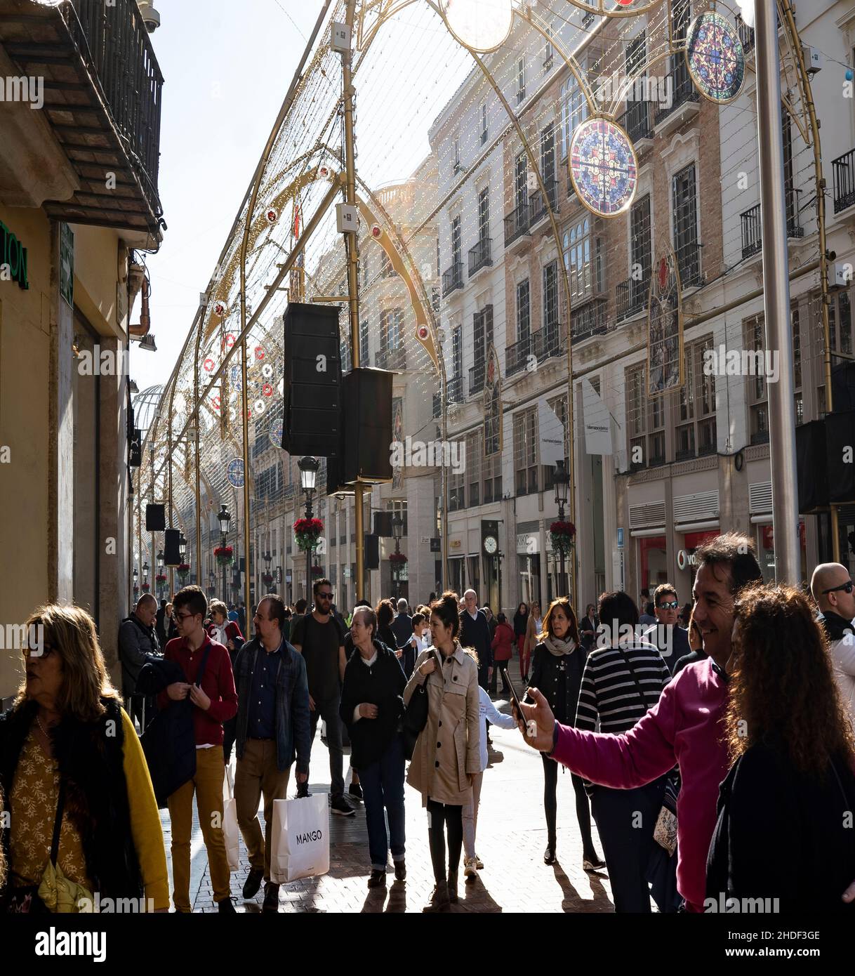 Escena callejera, ciudad de Málaga, Andalucía, España Foto de stock