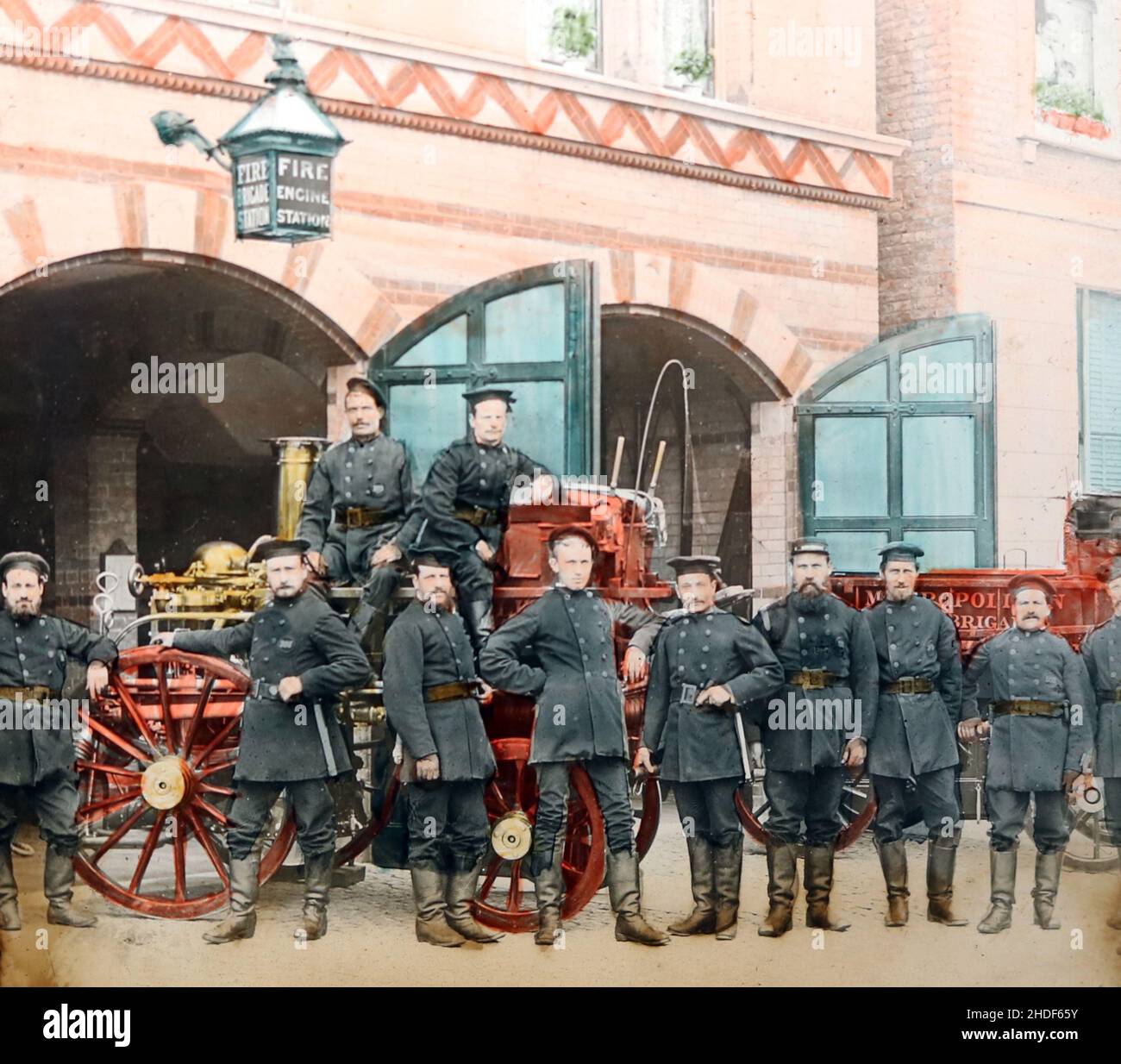 Brigada de Bomberos Metropolitana de Londres, época victoriana Foto de stock