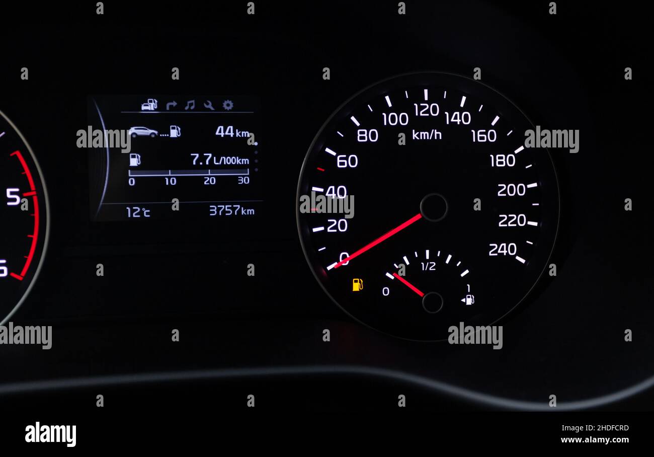 coche, km/h, indicador, coches, km/h, indicadores Foto de stock