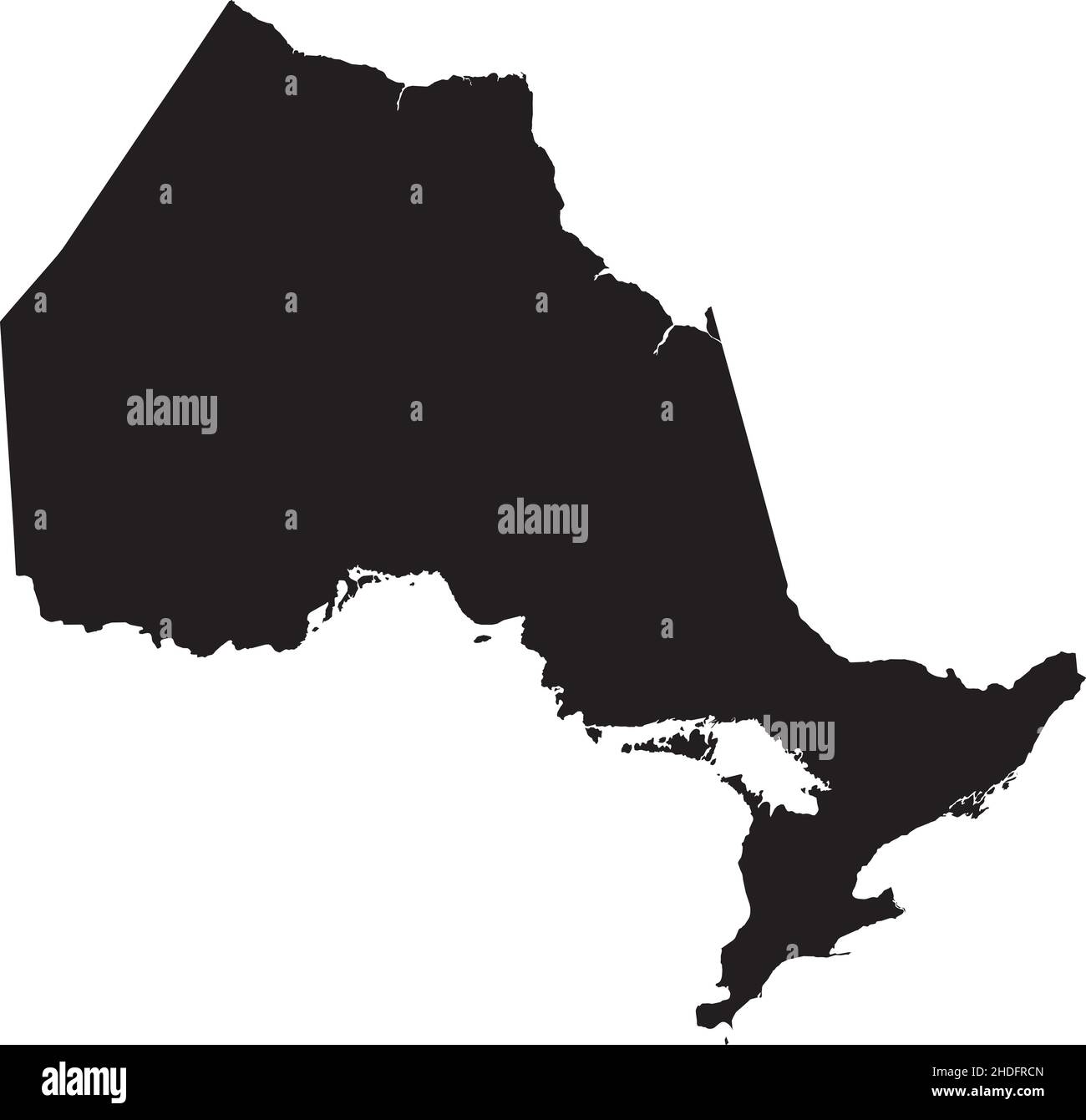 Mapa administrativo de vectores en blanco y negro de la provincia canadiense DE ONTARIO, CANADÁ Ilustración del Vector