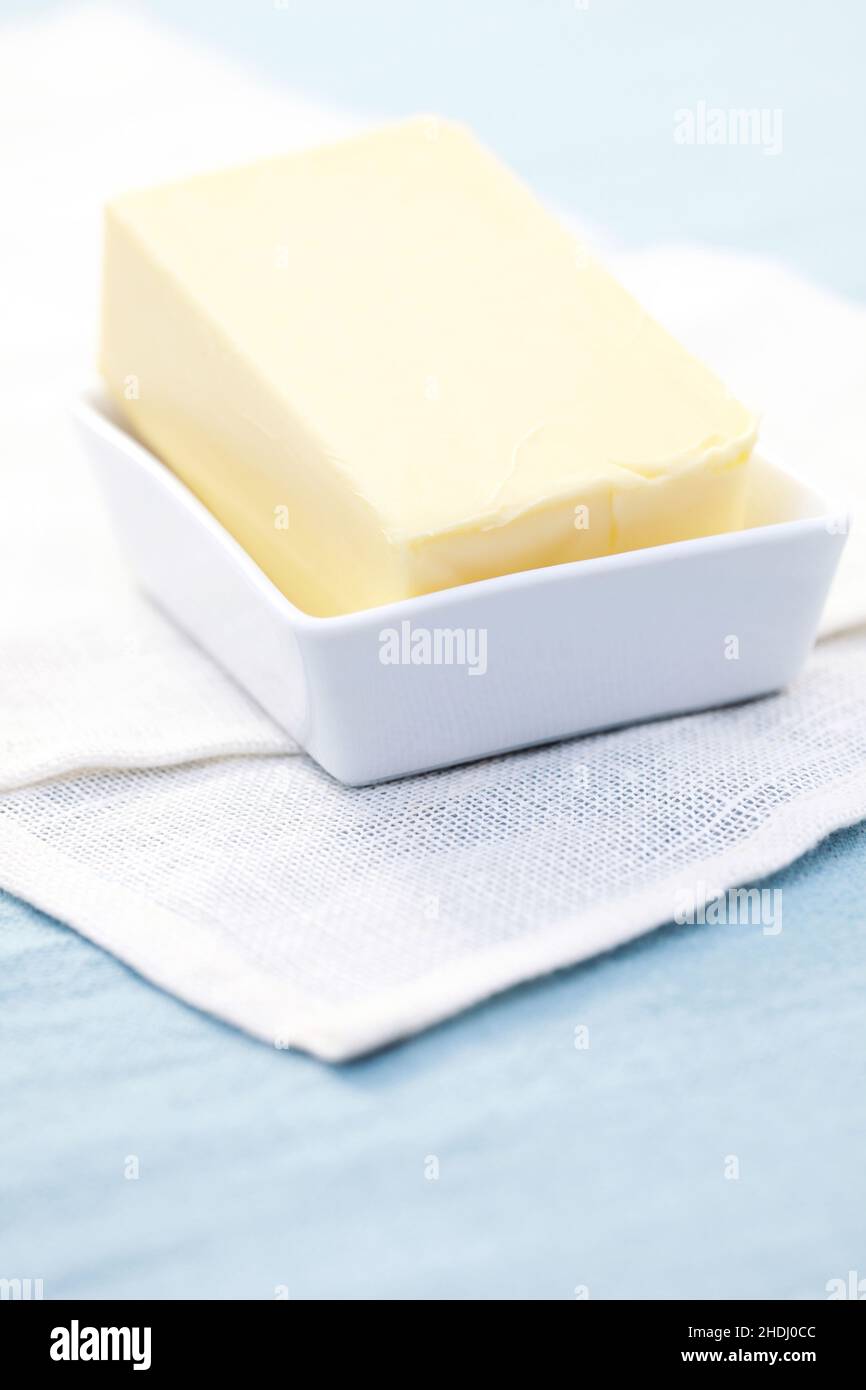 mantequilla, plato de mantequilla, mantequilla, platos de mantequilla Foto de stock