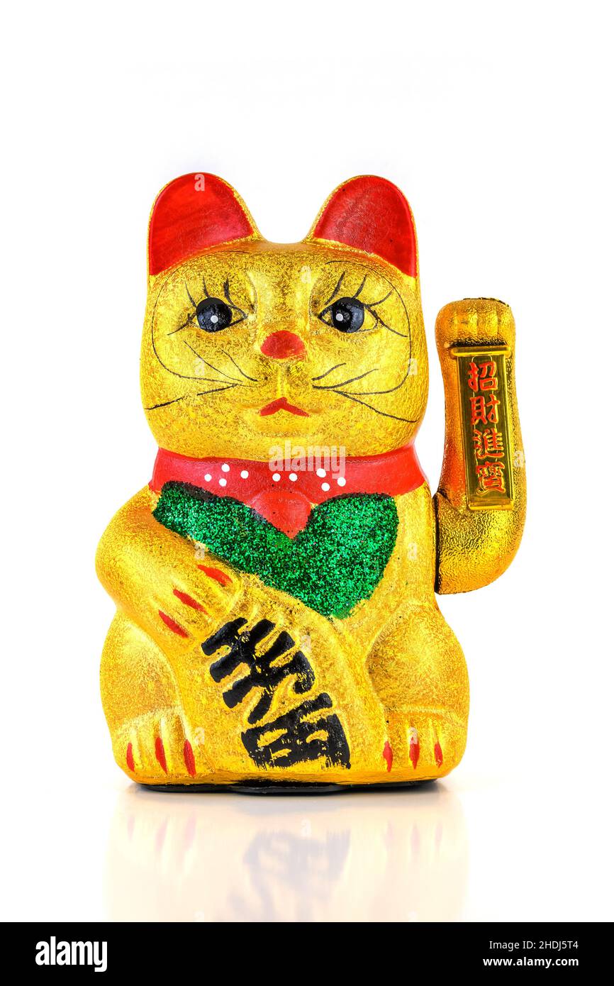 Pegatina gato chino saludando