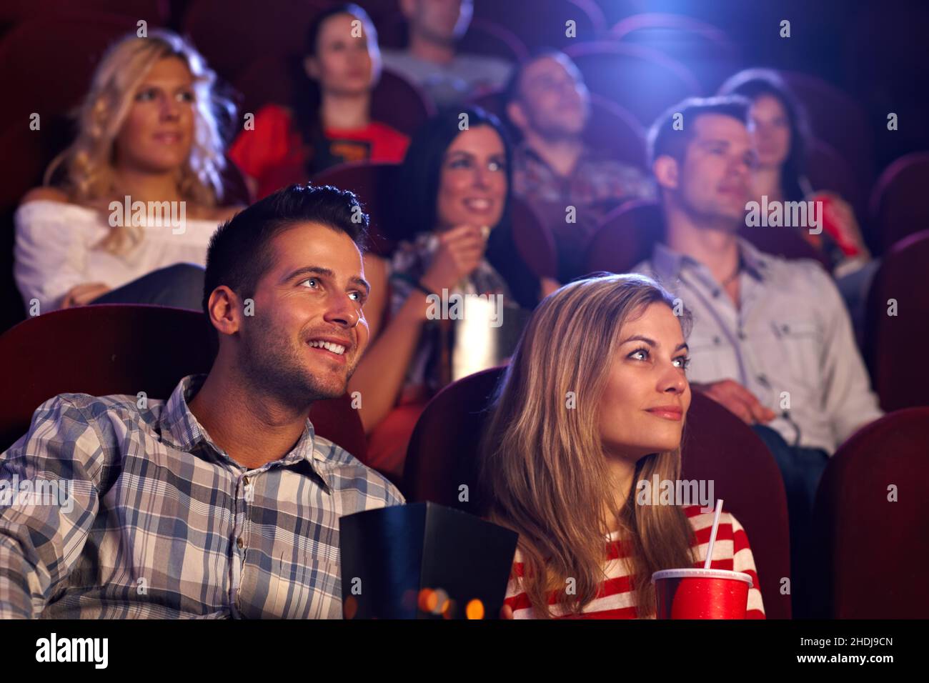 pareja, cine, citas, película, parejas, salas de cine, películas Foto de stock