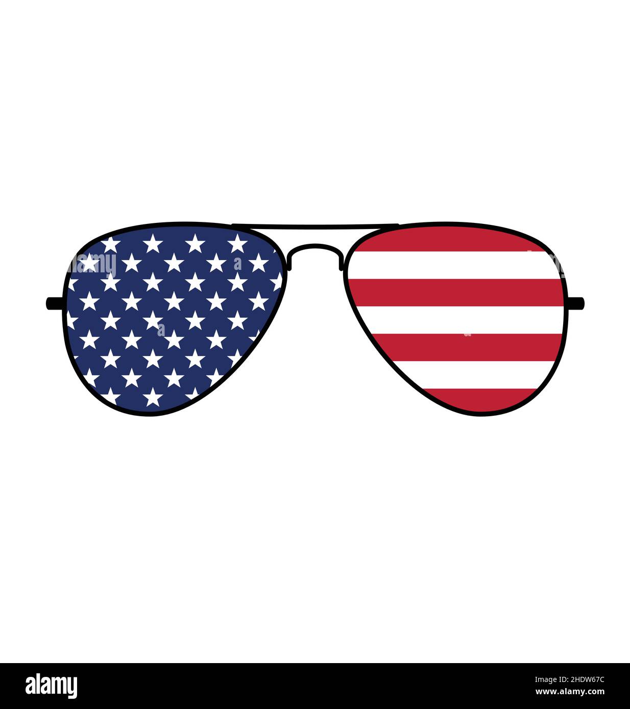 Gafas de sol Cool Simple Aviator con bandera USA en lentes vector aisladas  sobre fondo blanco Imagen Vector de stock - Alamy
