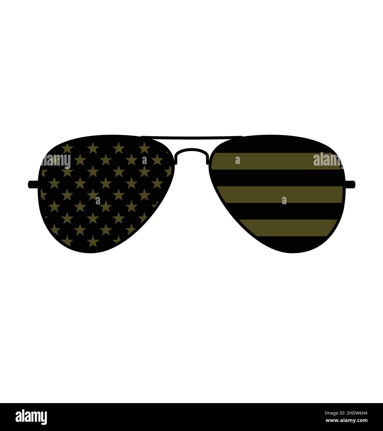 Gafas de sol Cool simple Aviator con bandera de EE.UU. En lentes negro y  militar verde khaki negro oliva drab vector aislado sobre fondo blanco  Imagen Vector de stock - Alamy