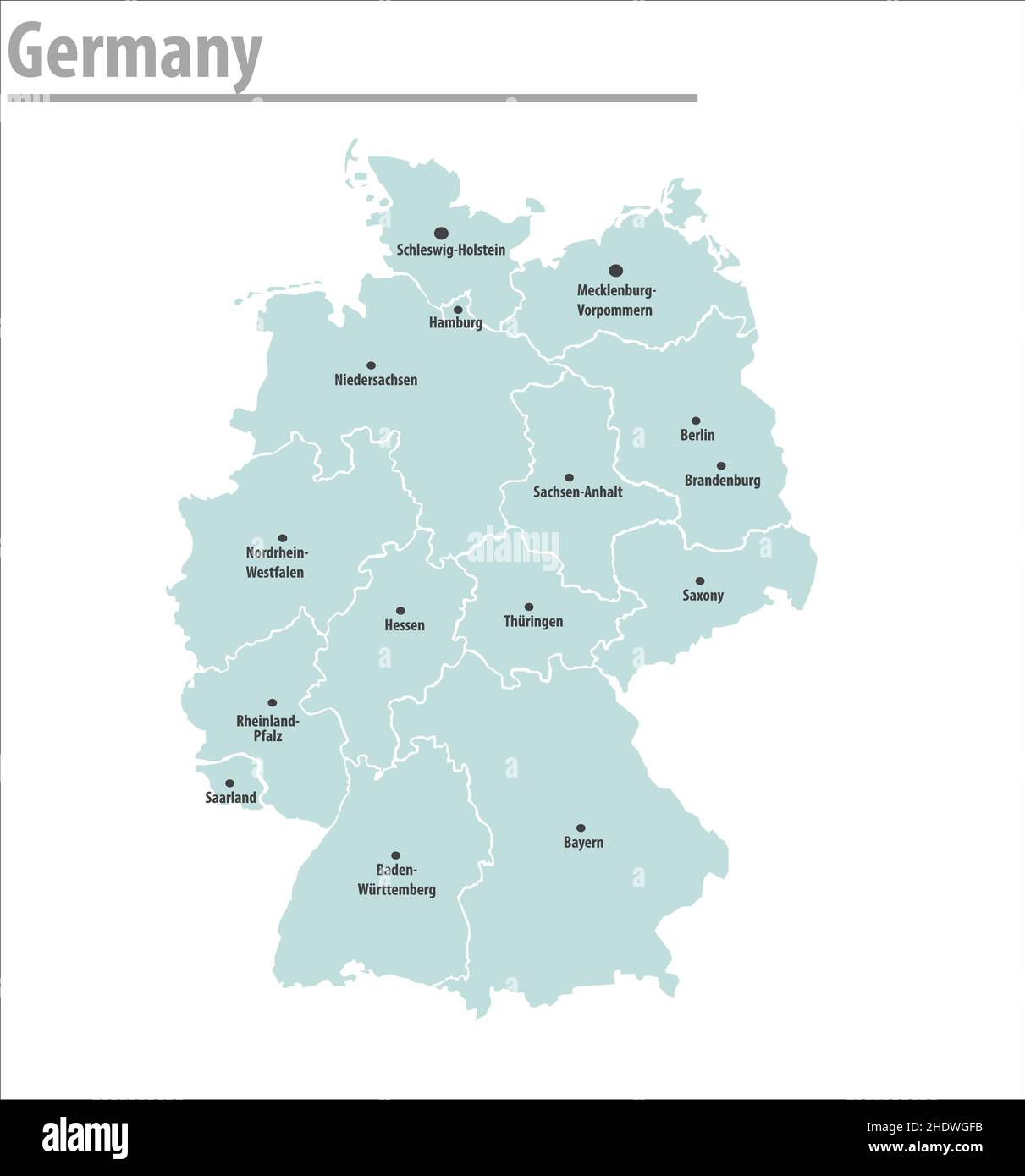 Mapa De Alemania Vector Ilustrativo Mapa Detallado De Alemania Con Todos Los Nombres De Los 9367
