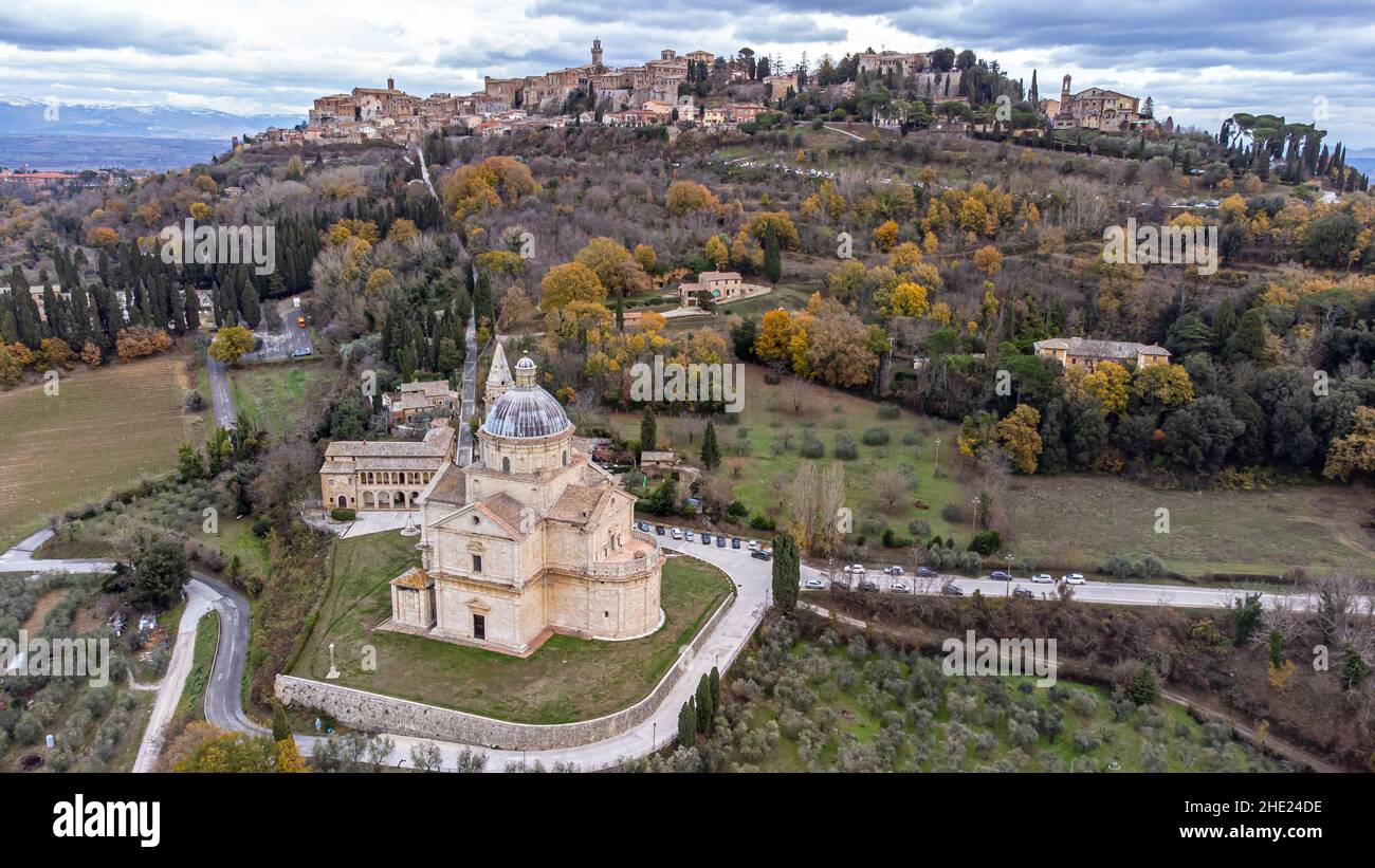 Santuario de la Madonna di San Biagio o Tempio di San Biagio, San Biagio y Montepulciano, Italia Foto de stock