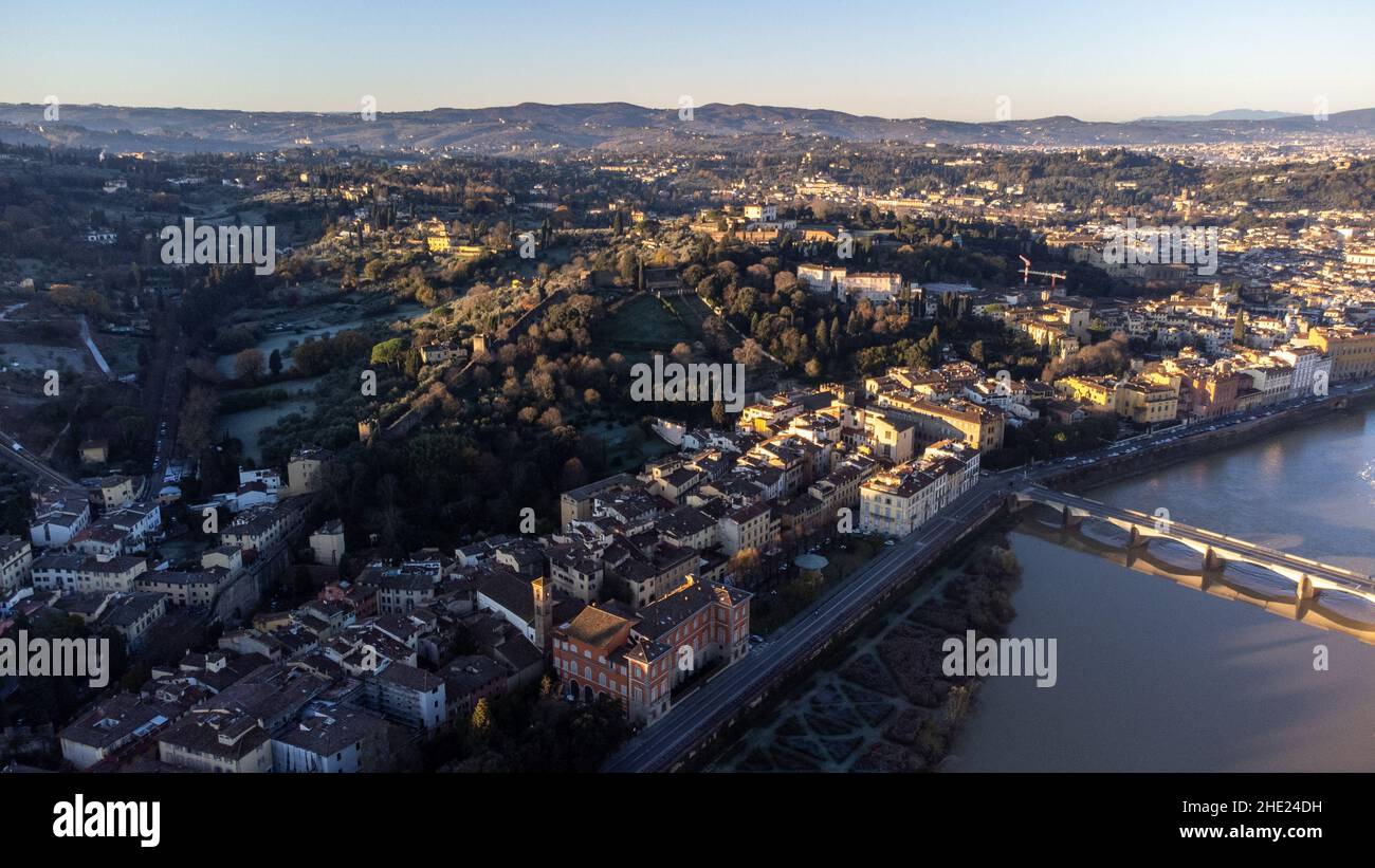 Vista aérea de Giardino Bardini, Florencia, Italia Foto de stock