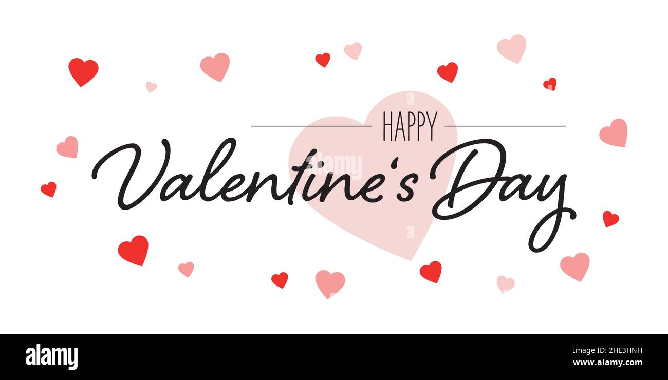 Feliz día de San Valentín - iconos de corazón y texto sobre un fondo blanco Ilustración del Vector