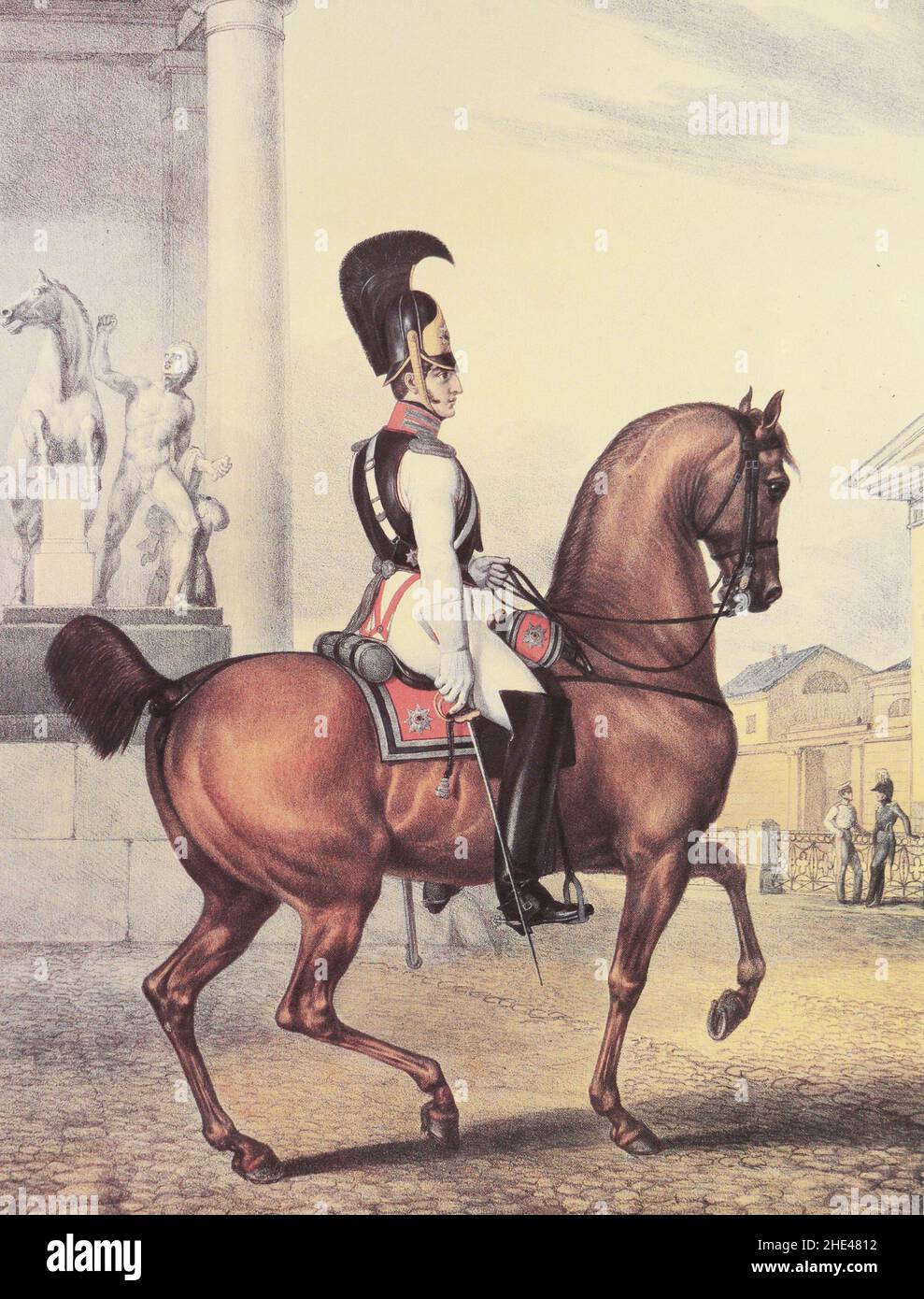 Oficial Jefe del Regimiento de Caballería del Imperio Ruso en 1820s. Foto de stock