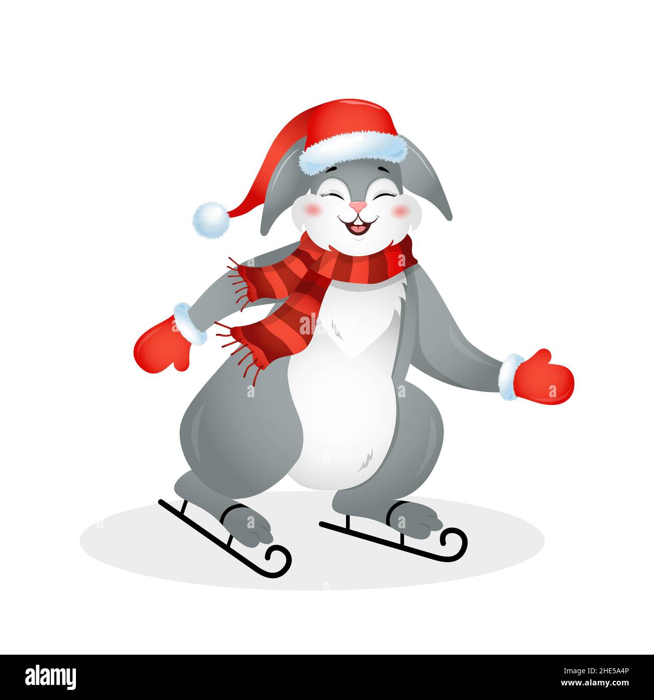 Año de conejo. Conejito de Navidad en sombrero de Santa Claus sobre