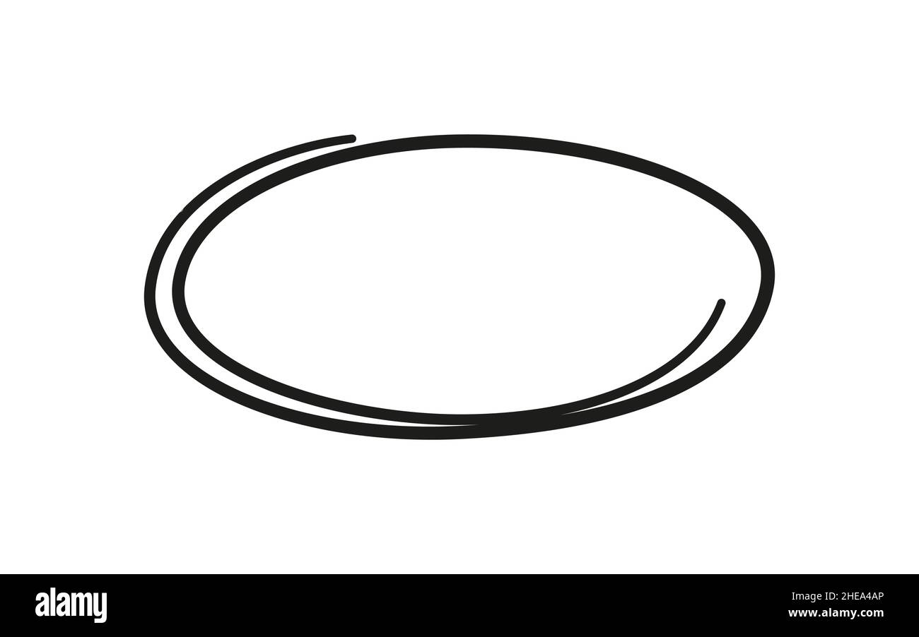 Óvalo dibujado a mano. Resalte el marco circular. Elipse en estilo