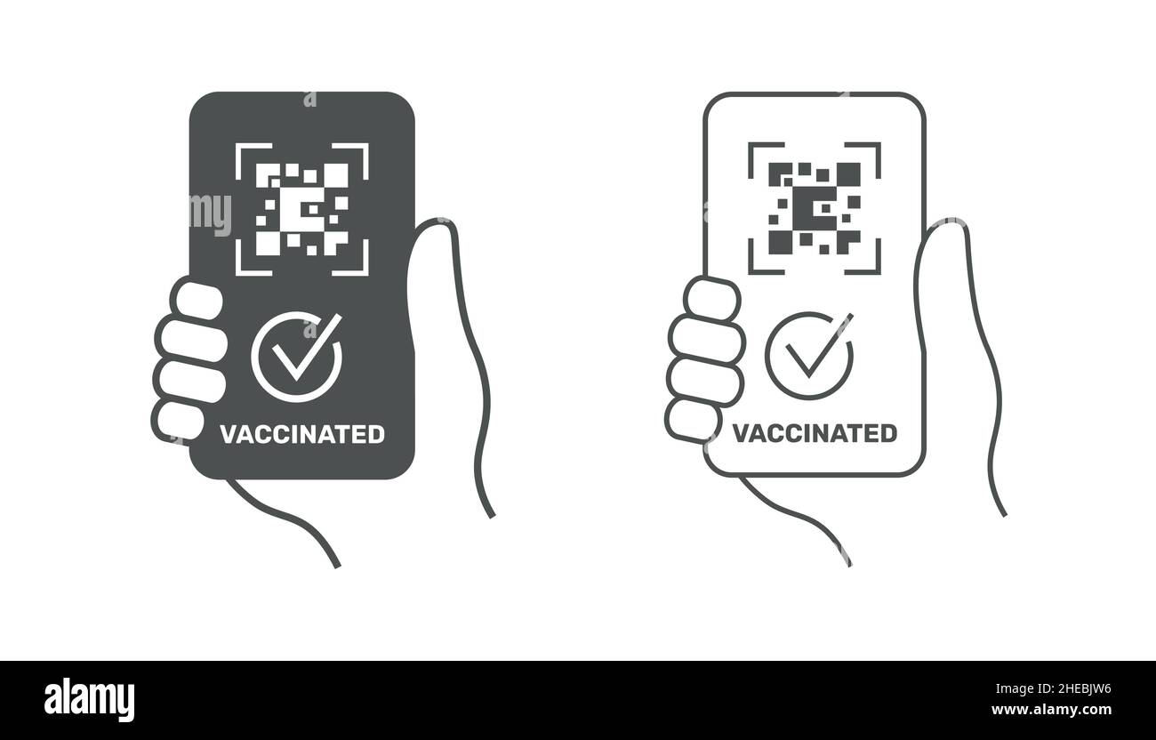 Icono de certificado digital de vacunación. Ilustración vectorial sobre fondo blanco. Ilustración del Vector