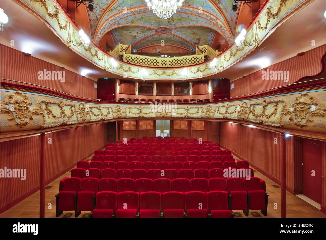 Francia, Hérault, Pezenas, Teatro Pezenas, interior de un antiguo teatro Foto de stock