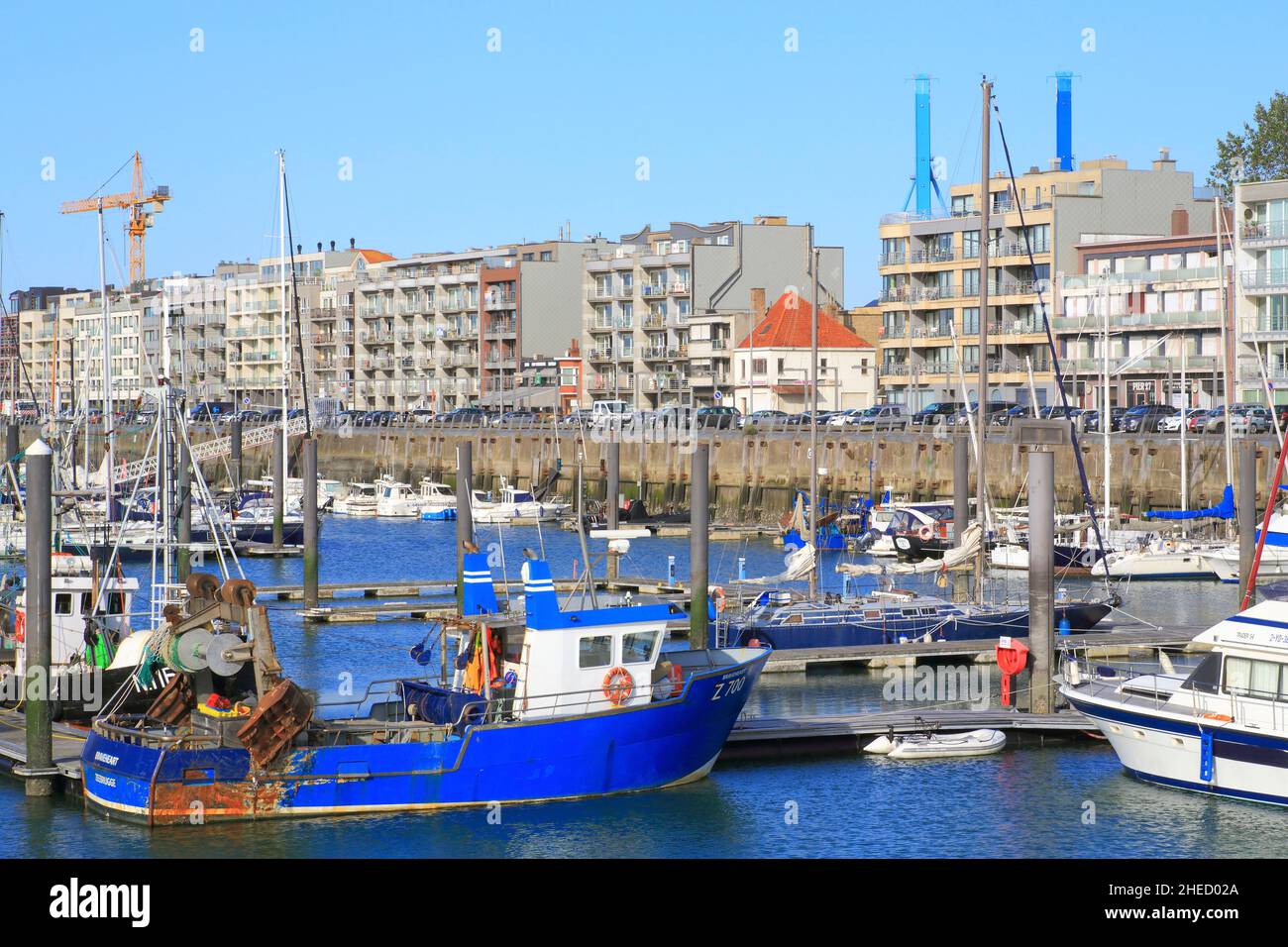 Bélgica, Flandes Occidental, Brujas, Zeebrugge, Westhinder Marina, Rederskaai, puerto Foto de stock