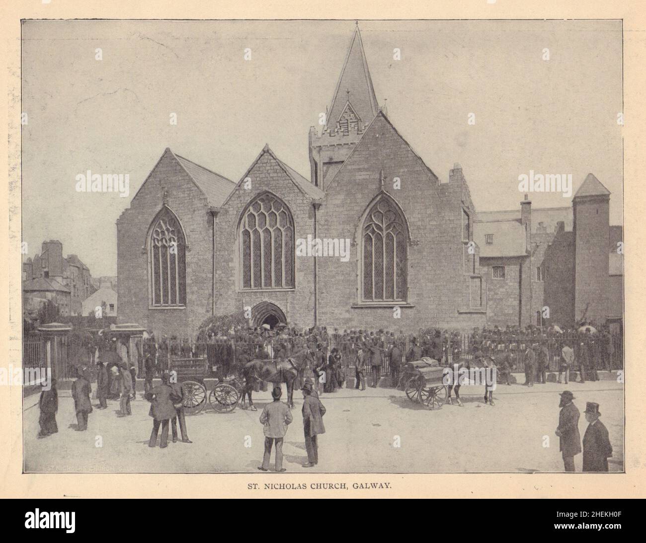Iglesia de San Nicolás, Galway. Irlanda 1905 antigua foto vintage Foto de stock
