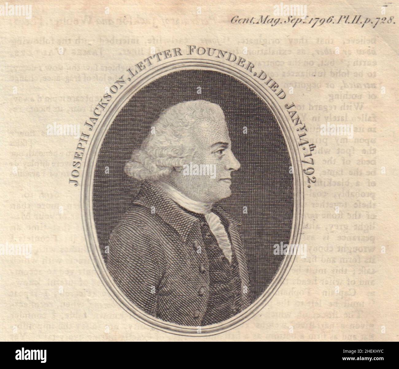 Retratos. Joseph Jackson, fundador de la carta. Murió en la impresión de enero de 14th 1792 1796 Foto de stock