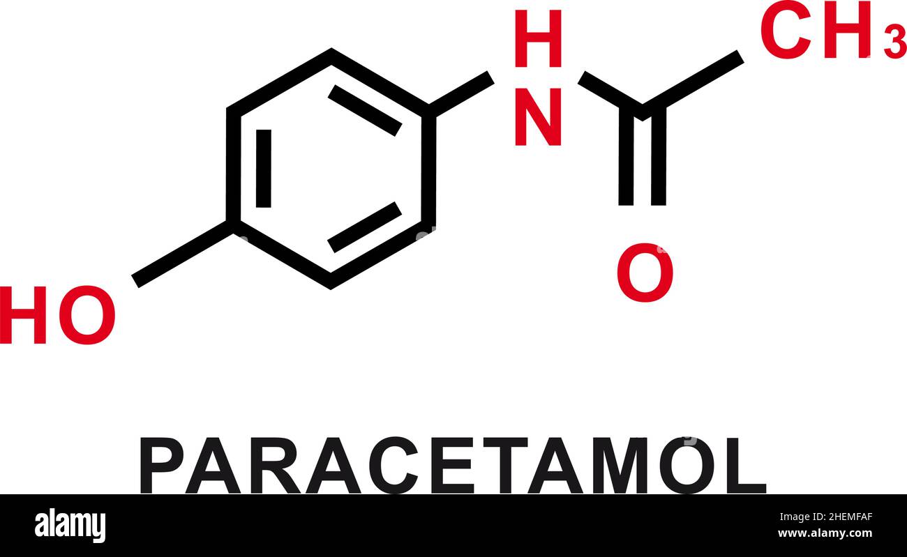 Fórmula química de paracetamol. Estructura molecular química de