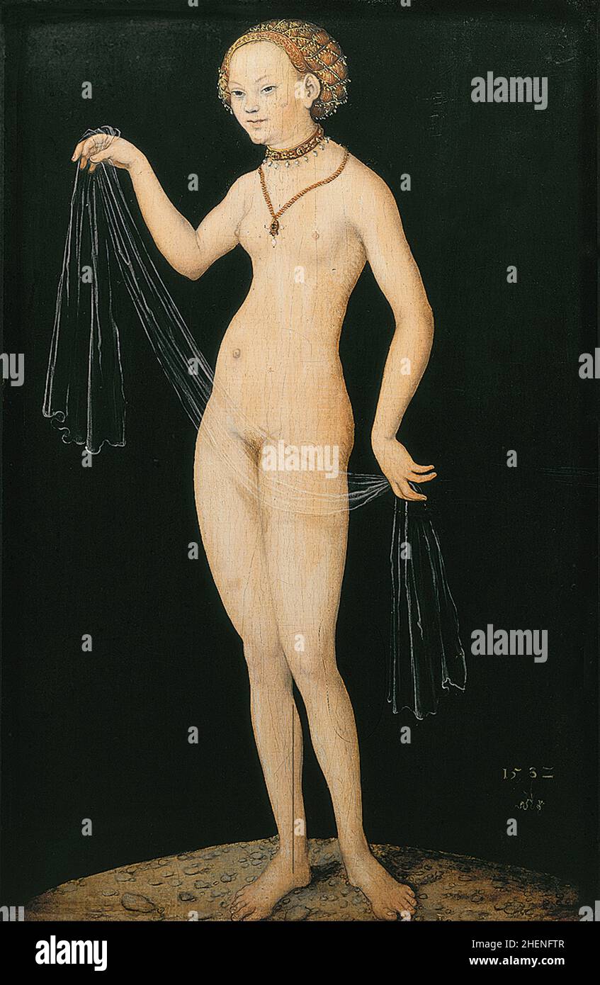 Vensu la divinidad del amor (llamada Afrodita por los griegos) pintura de Lucas Cranach Foto de stock
