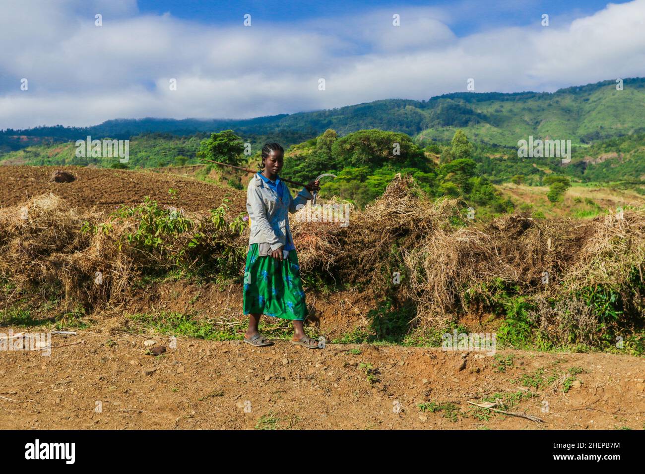 Niños pastores en el Valle Omo de Etiopía Foto de stock