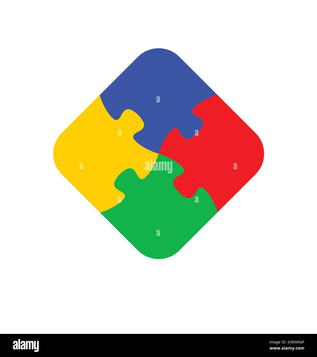 4 piezas simples de color simétrico rompecabezas conectados juntos línea de  dibujo logo azul verde amarillo rojo vector aislado sobre fondo blanco  Imagen Vector de stock - Alamy