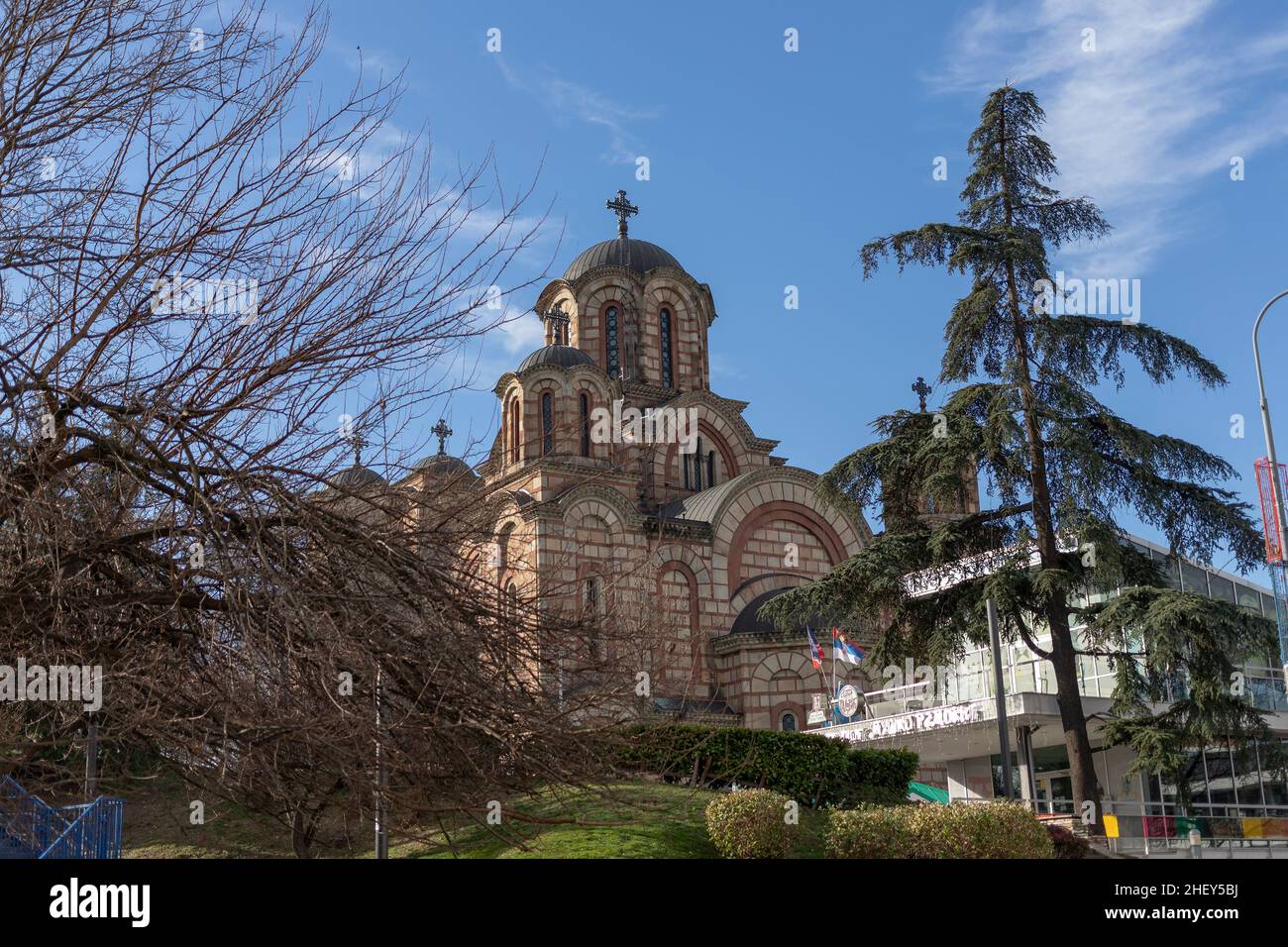 Serbia: Vista de la Iglesia Ortodoxa de San Marcos en Belgrado Foto de stock