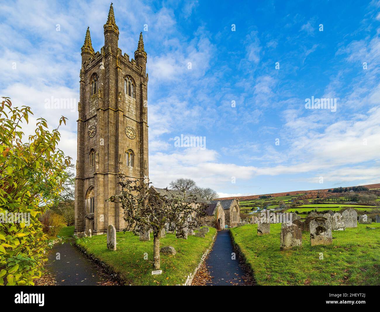 Iglesia de San Pancras en Widicombe-in-the-Moor, Dartmoor, Devon Foto de stock