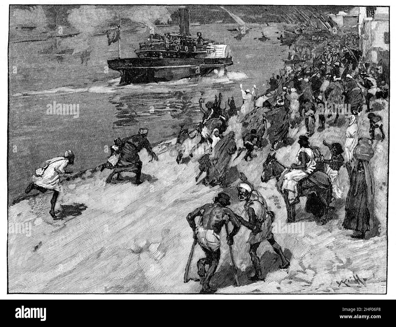 La llegada del General Charles Gordon a Jartum, Egipto, el 12th de febrero de 1884 Foto de stock