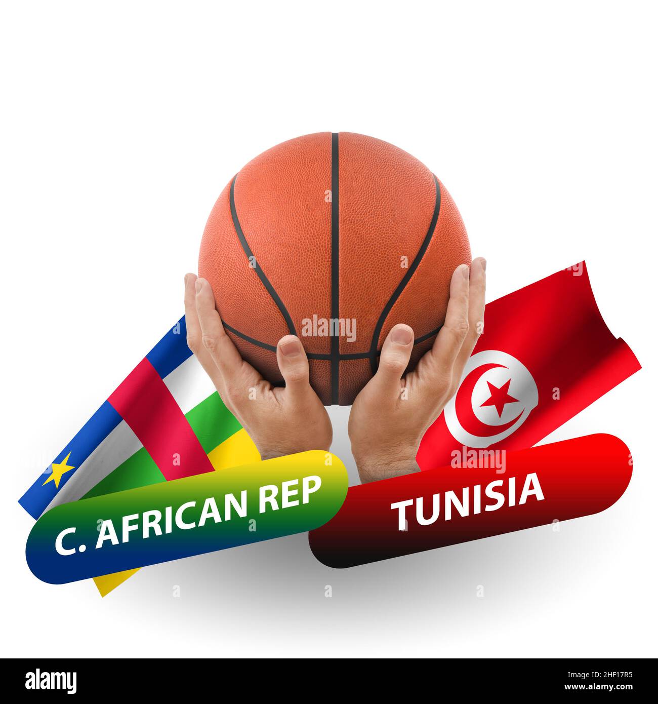 Partido de la competencia de baloncesto, equipos nacionales república centroafricana vs túnez Foto de stock
