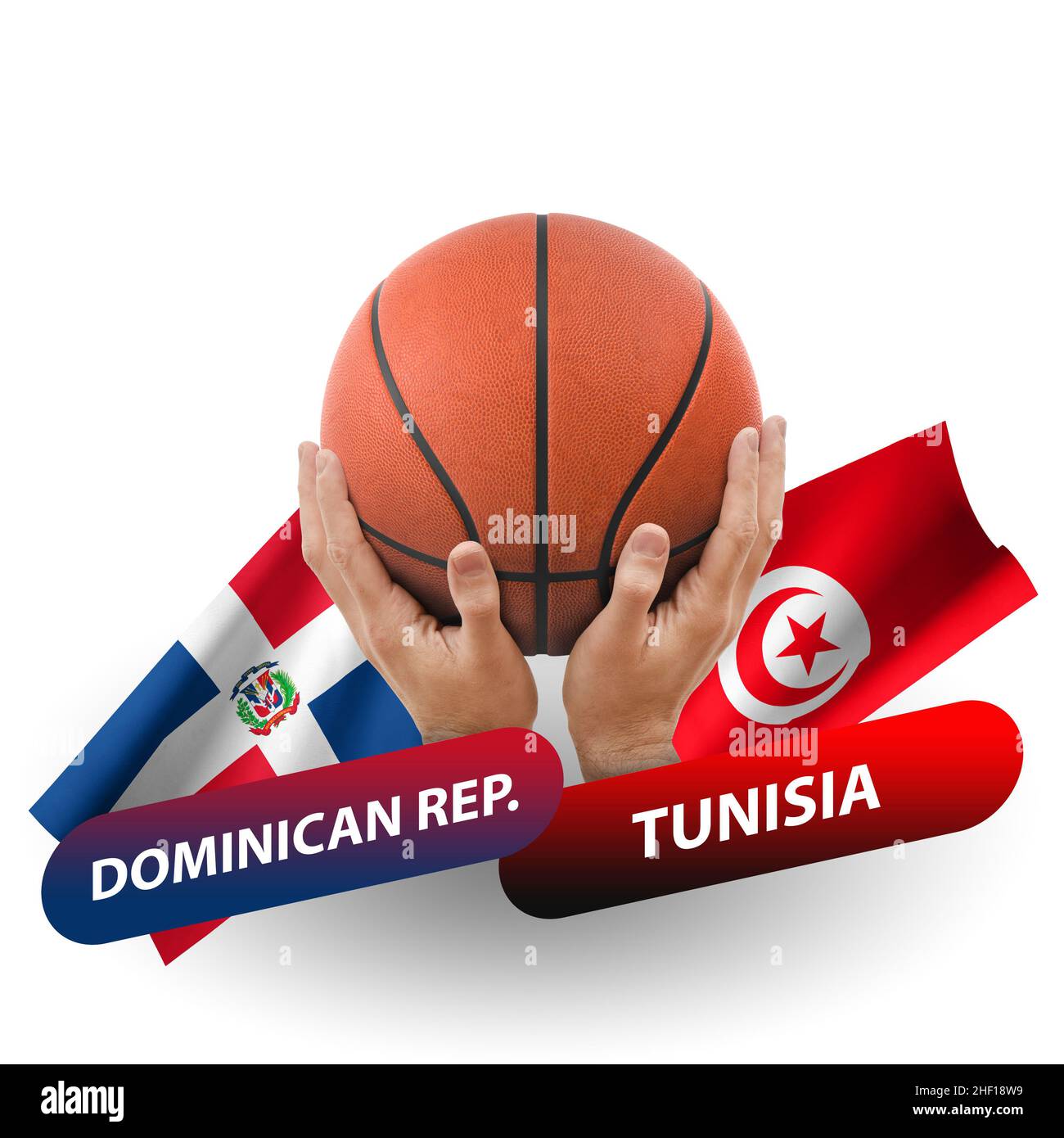 Partido de la competencia de baloncesto, equipos nacionales república dominicana vs túnez Foto de stock