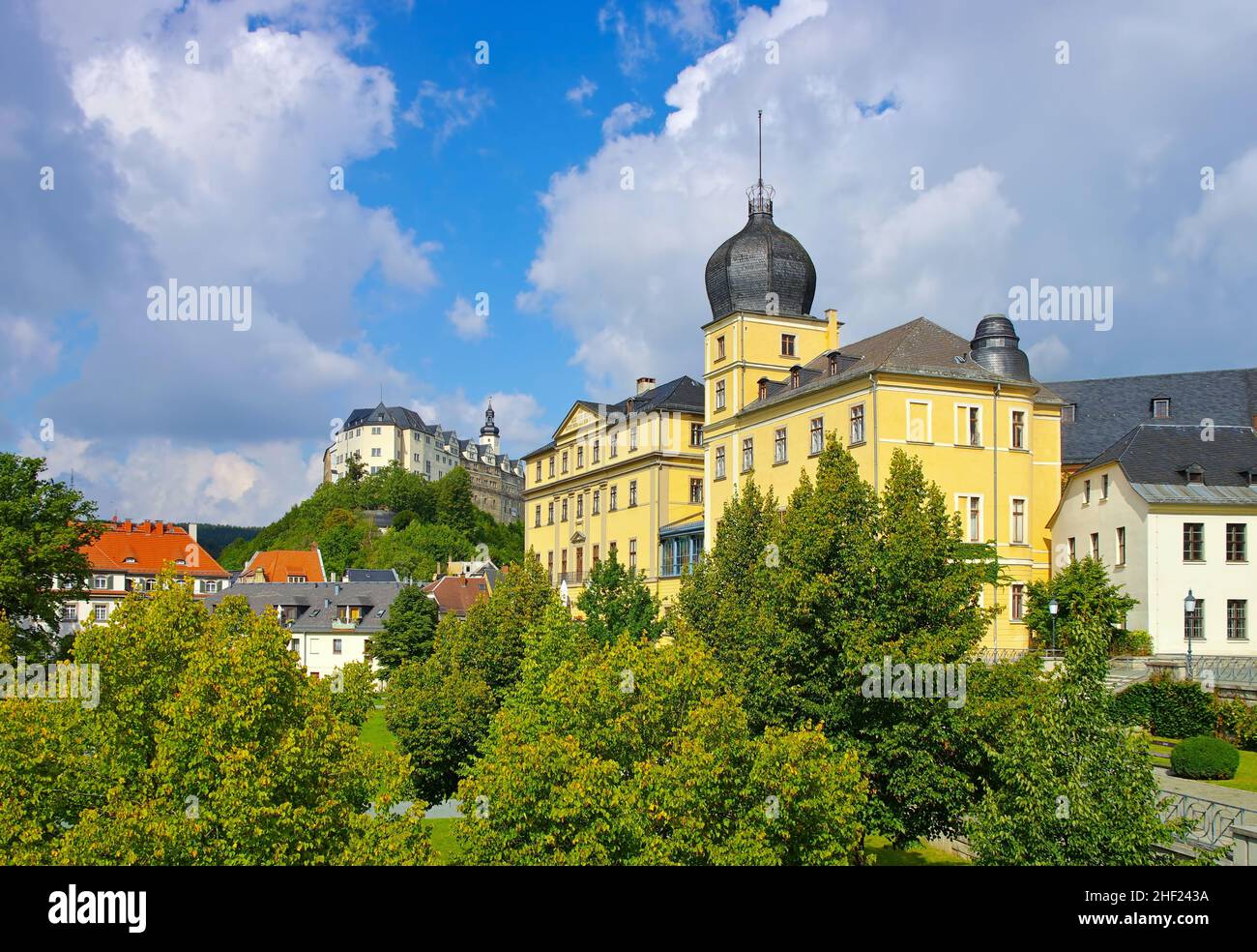 castillo en Greiz, Landscape Vogtland , Alemania Foto de stock