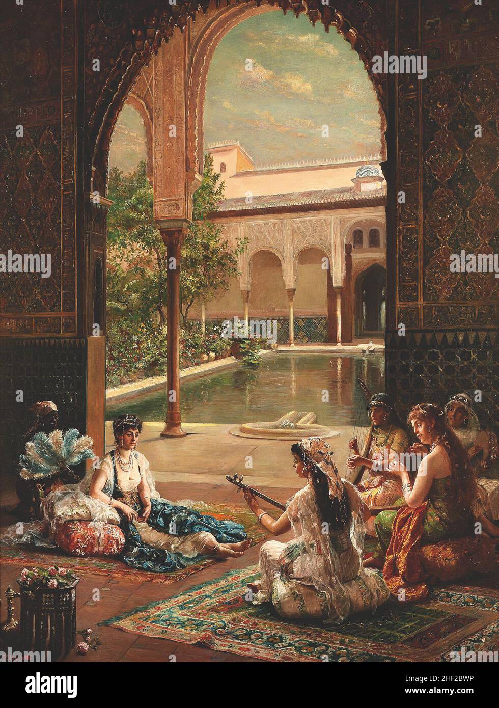 Filippo Baratti (italiano, fl. 1868-1904) La Sultane, Patio de los Arrayanes (Corte de Myrtles) Foto de stock