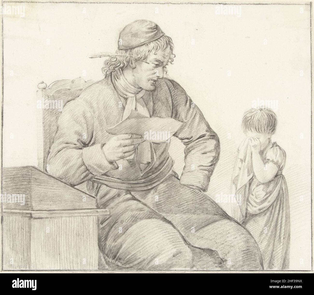 El maestro de escuela reprena a una niña, Pieter Pietersz. Barbians (atribuido a), 1759 - 1842 Foto de stock