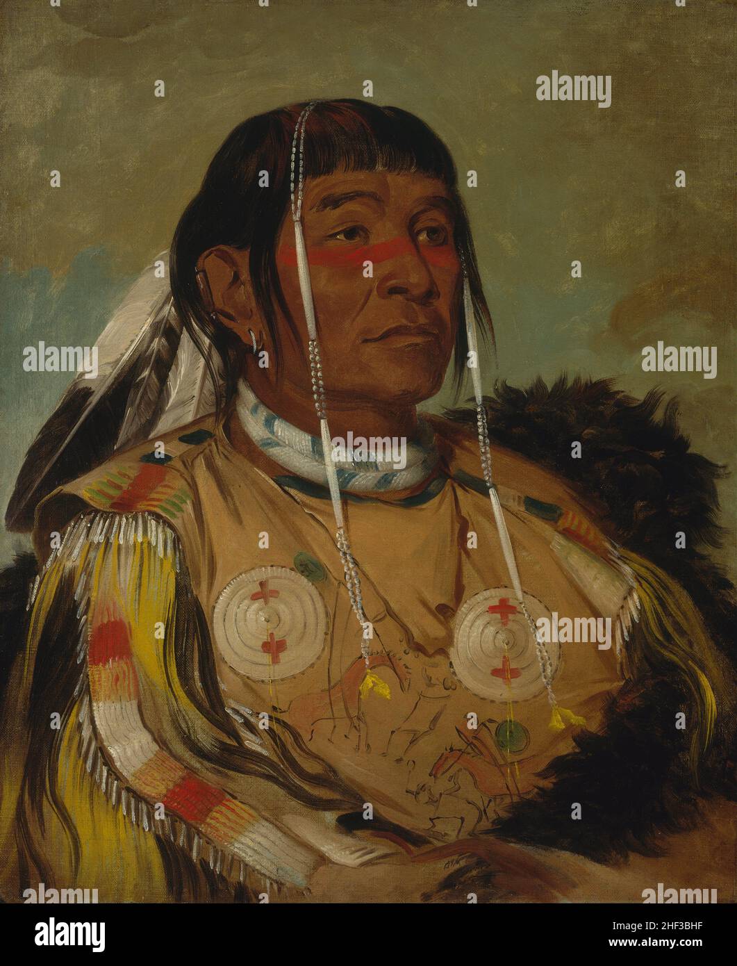 Sha-có-PAY, un jefe de Plains Ojibwe. Pintado en Fort Union, 1832 Foto de stock
