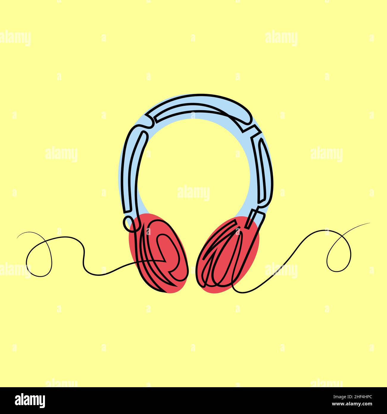 Ilustración de los auriculares. Auriculares de una línea de arte Foto de stock