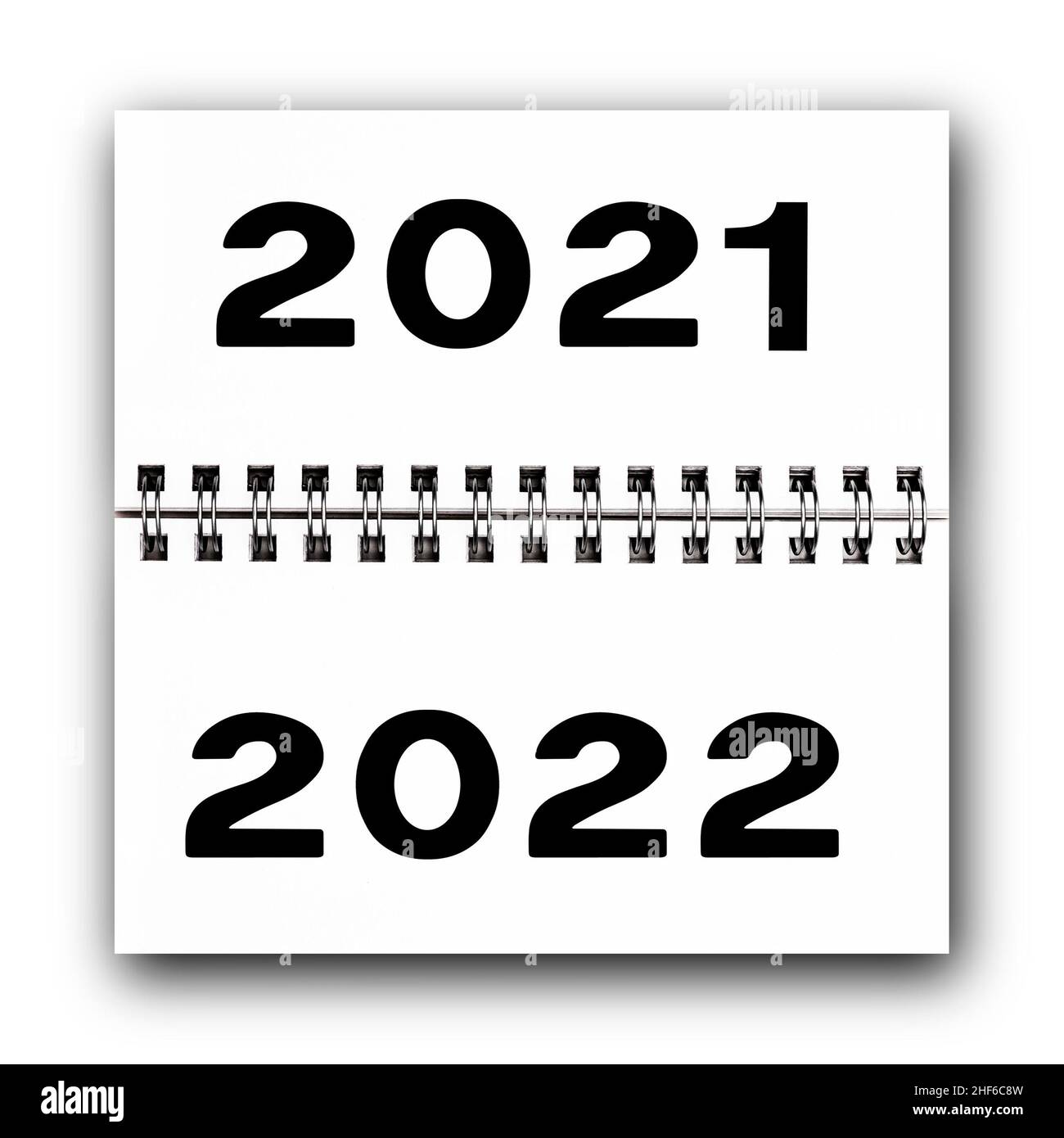 Calendario con el cambio de año de 2021 a 2022 Foto de stock