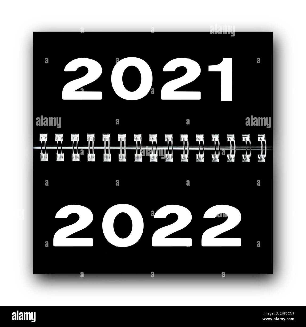 Calendario con el cambio de año de 2021 a 2022 Foto de stock