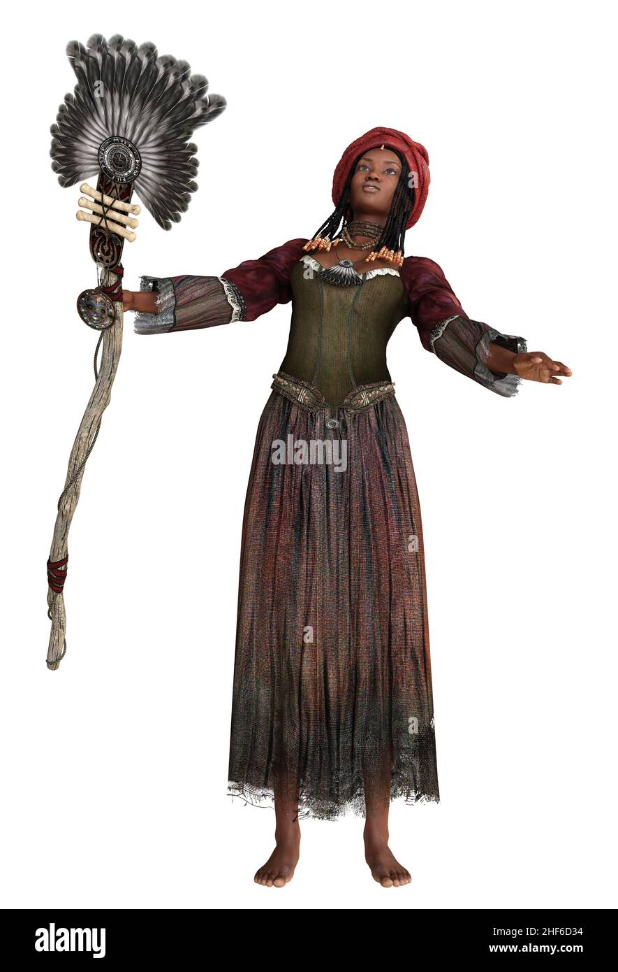 Digital convertido en una bruja africana, vudú shaman mujer, 3D Ilustración  Fotografía de stock - Alamy