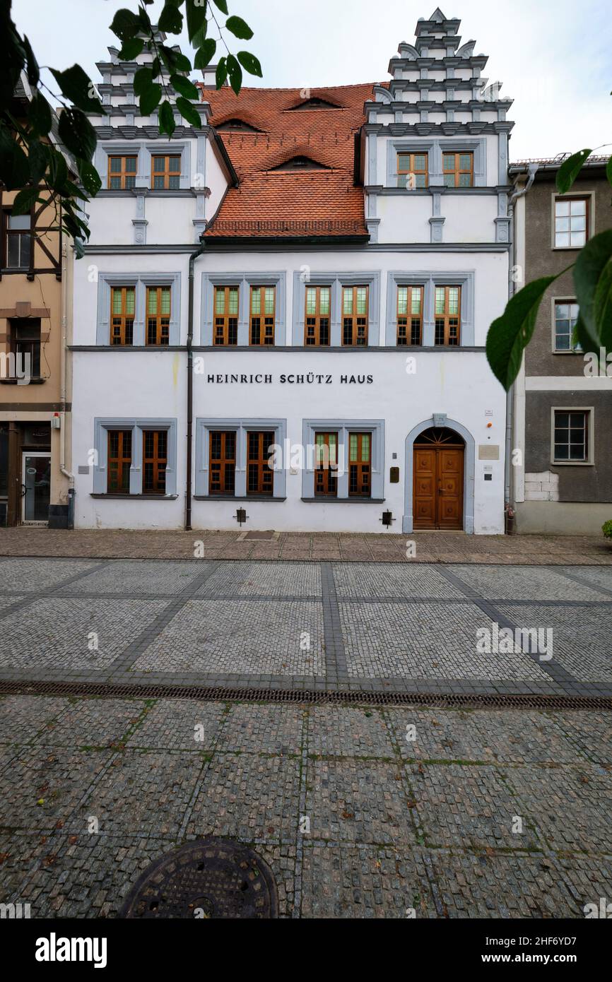 Casa Heinrich Schütz en la ciudad de Weißenfels, Burgenlandkreis, Sajonia-Anhalt, Alemania Foto de stock