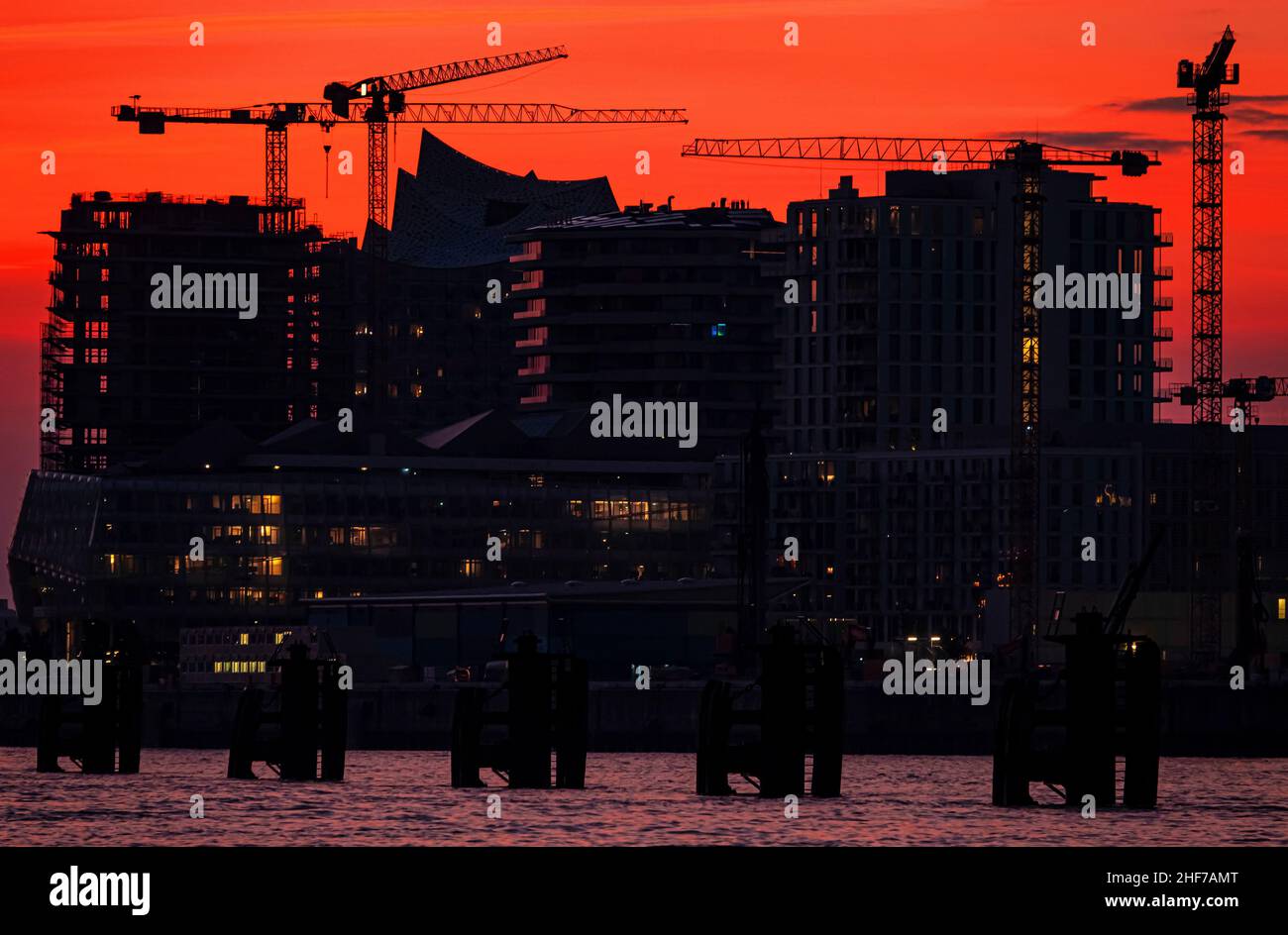 Importante obra de construcción en HafenCity de Hamburgo Foto de stock