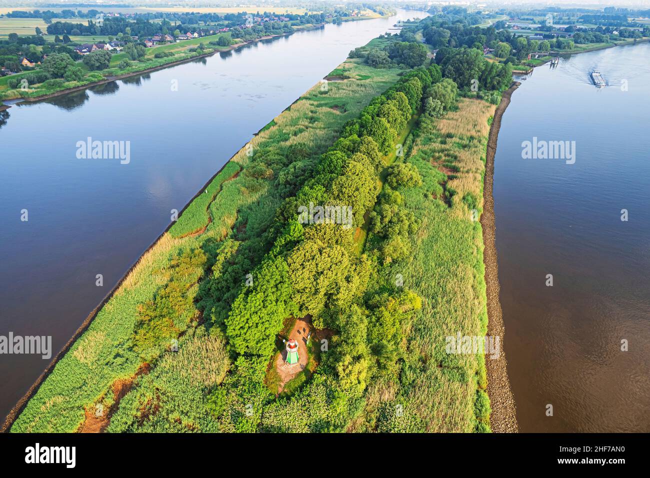 Bunthausspitze, Elbe, Hamburg-Wilhelmsburg Foto de stock