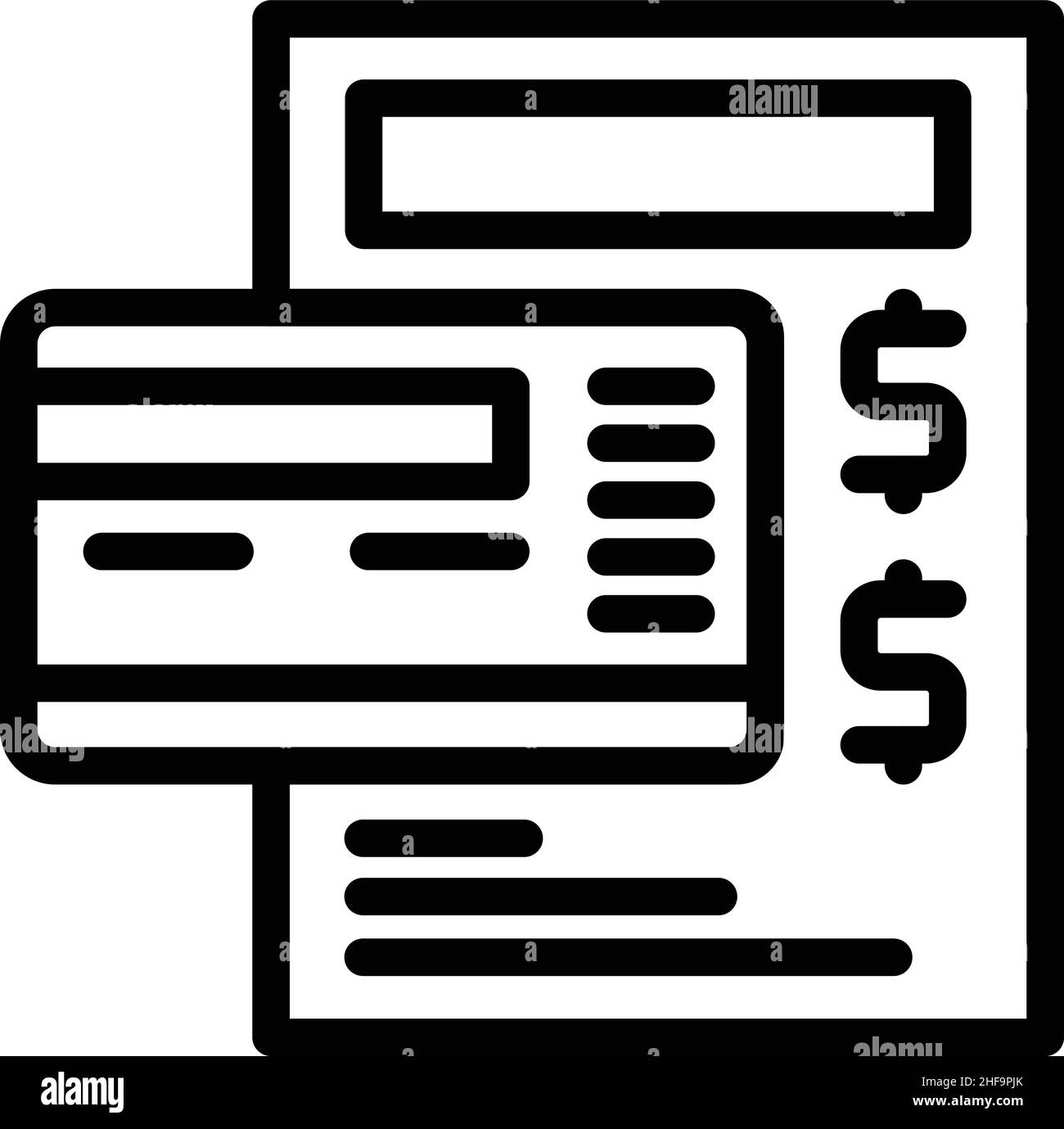 Vector de contorno del icono de pago financiero. Préstamo de contrato. Impuesto sobre el crédito Ilustración del Vector