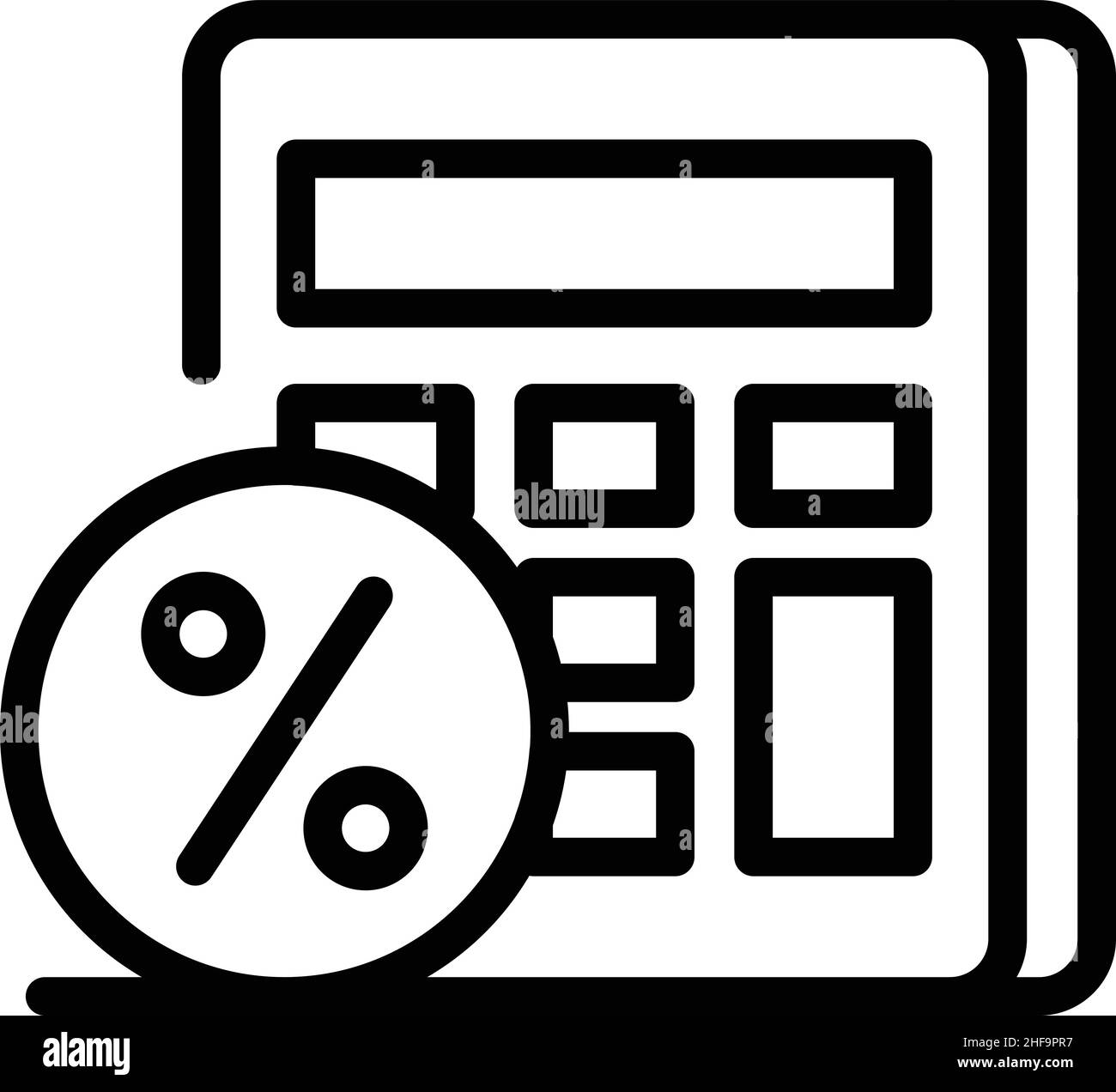 Vector de contorno de icono de calculadora de pagos. Crédito de ingresos. Préstamo de contrato Ilustración del Vector