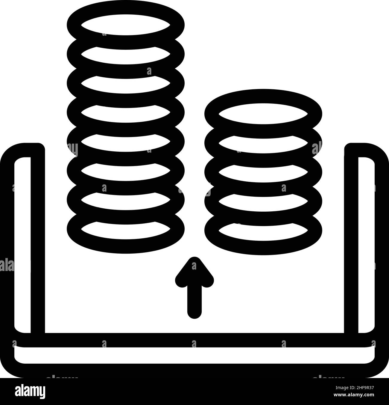 Ingresos monedas icono contorno vector. Condiciones de crédito. Contrato de dinero Ilustración del Vector