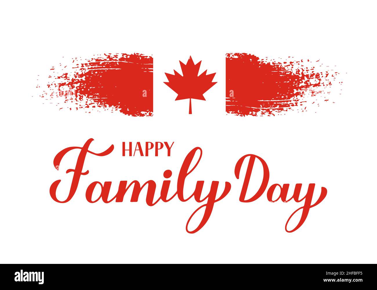 Día de la Familia caligrafía letras de mano con bandera de Canadá