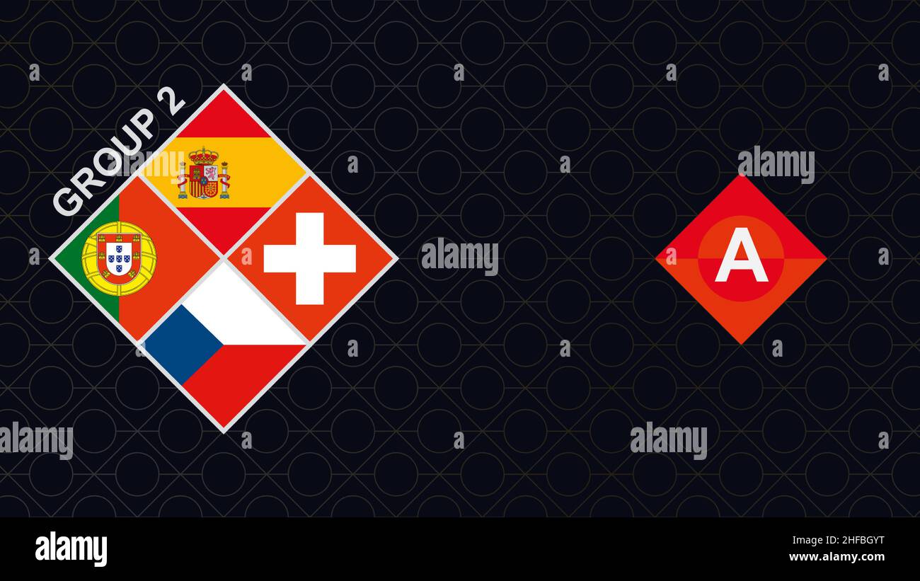 Concurso Europeo de Fútbol 2022-23, participantes de la Liga A, Grupo 2: España, Portugal, Suiza, Checa Imagen Vector de stock - Alamy